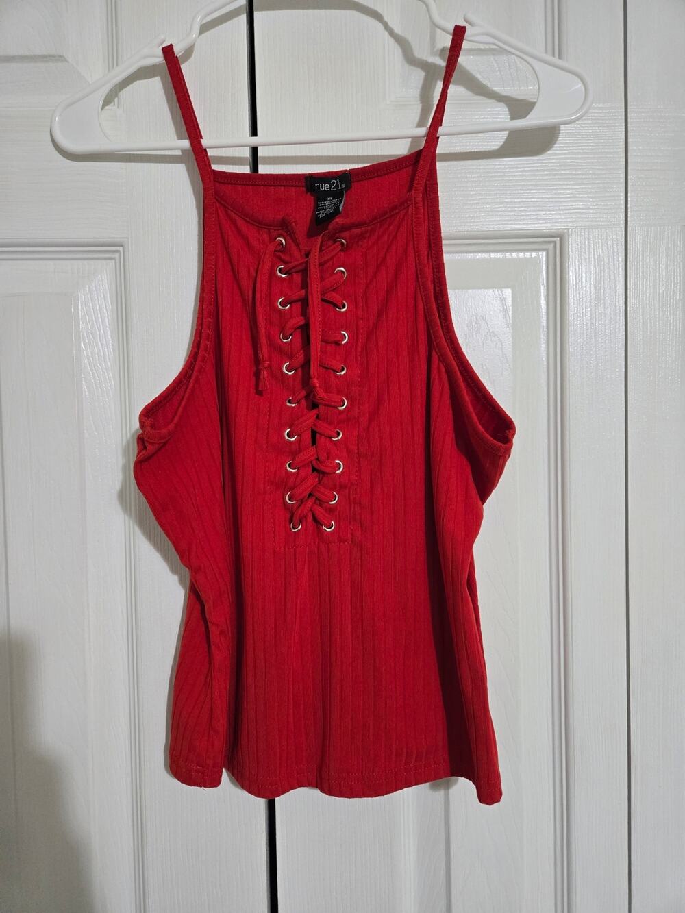 Rue 21 xl juniors red tank top partial lace up